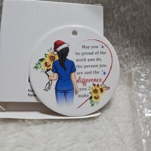 Boutique Nurse Healthcare Worker Ceramic Ornament NIB